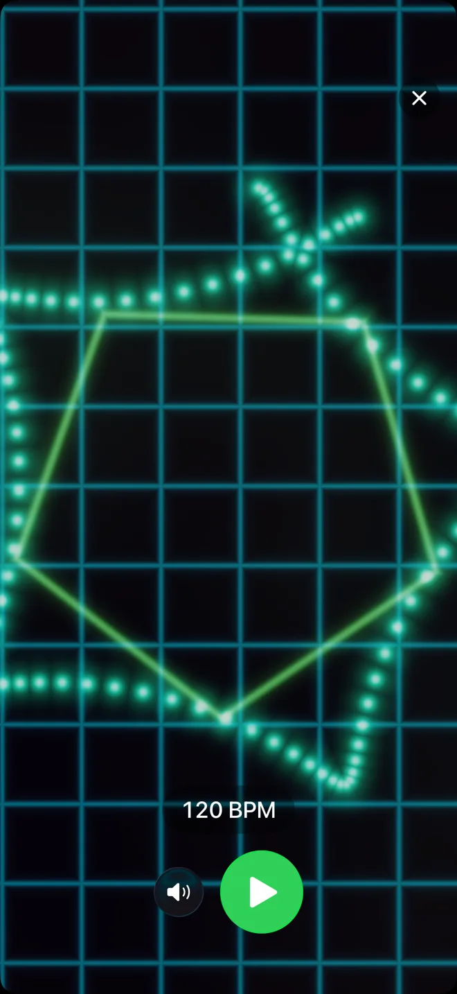 Modern Metronome's laser show visualization on an iPhone