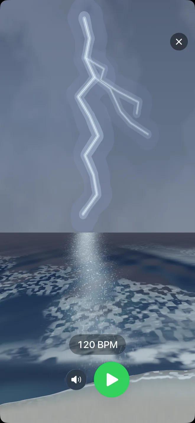 Storm ocean visualization with a lightning strike